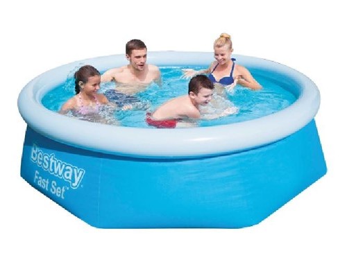 Piscina tonda fuori terra con - fuori,